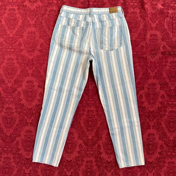 American Eagle Striped Mom Jeans High Rise Size 6 Regular - Picture 3 of 16
